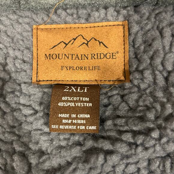 MOUNTAIN RIDGE Sz 2XL Plaid Blue Green Full Zip Button Hood Pockets Sherpa Warm - Picture 8 of 13